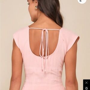 NWT Lulu's Pink Linen Cut-out Tied Backless Sheath Top - Size M